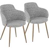 Boyne Dining Accent Chair in Antique Copper Metal & Dark Grey Fabric (Set of 2)